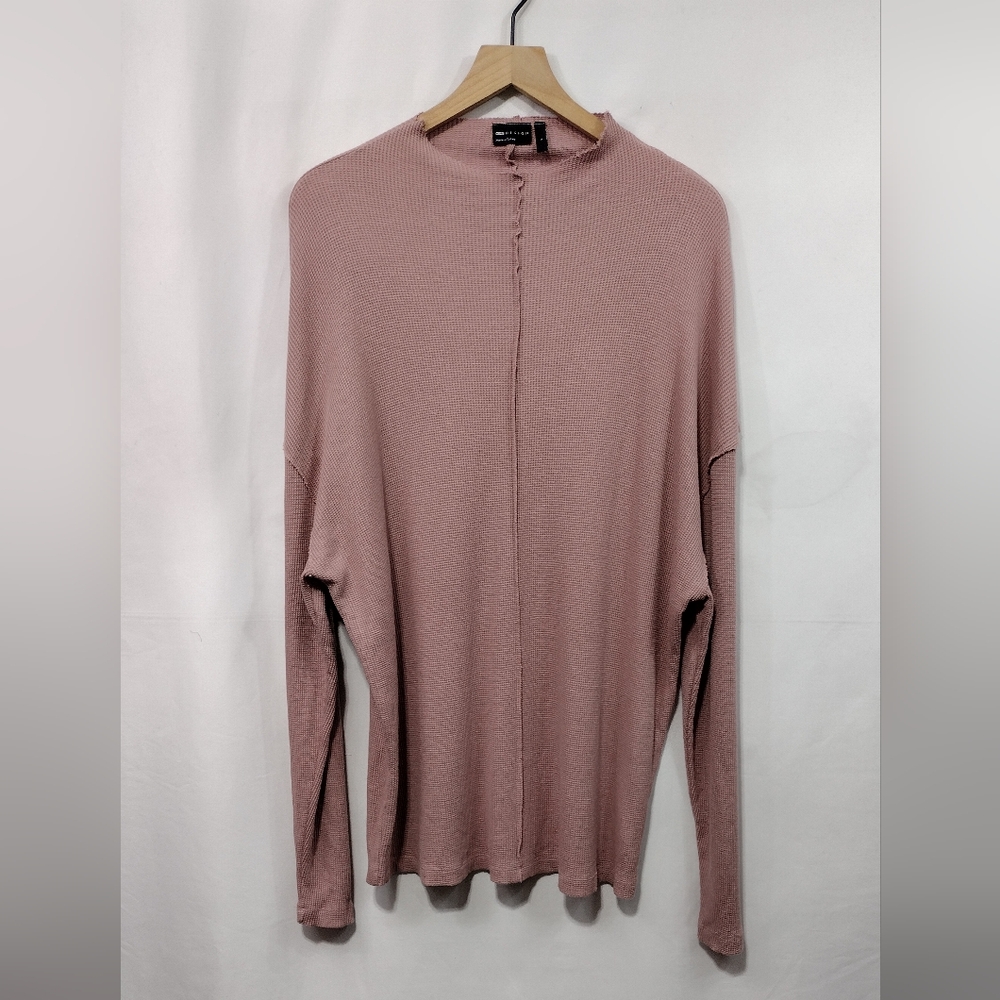 Asos Design Waffle Knit Top Womens L Pink Barbiecore Retro 90s Y2K Casual